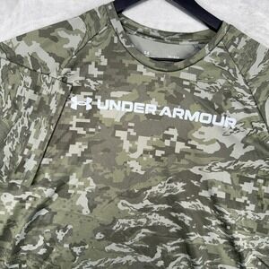 Under Armour HeatGear Camo Training Shirt Mens L UA Activewear Top Hunting Camp